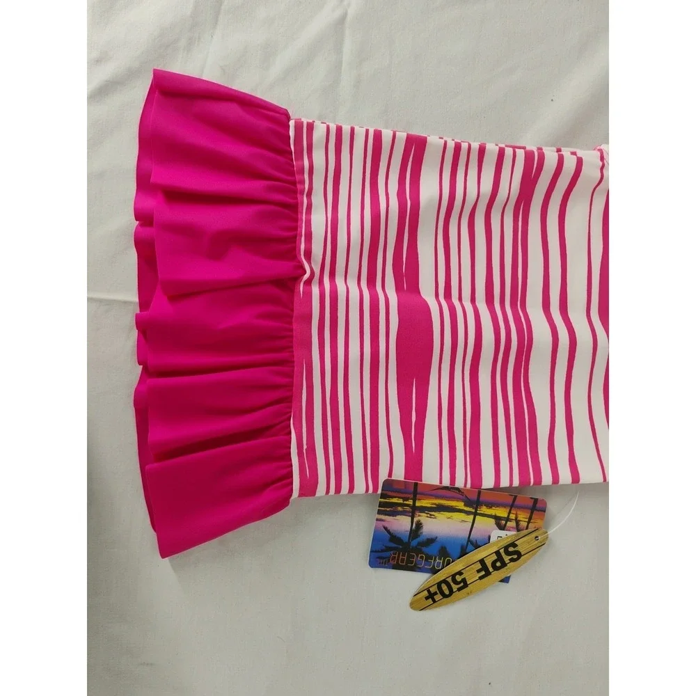 Surf Gear Infant Girls Large (6-9m)‎ Rash Guard Dress SPF 50 PINK/WHITE